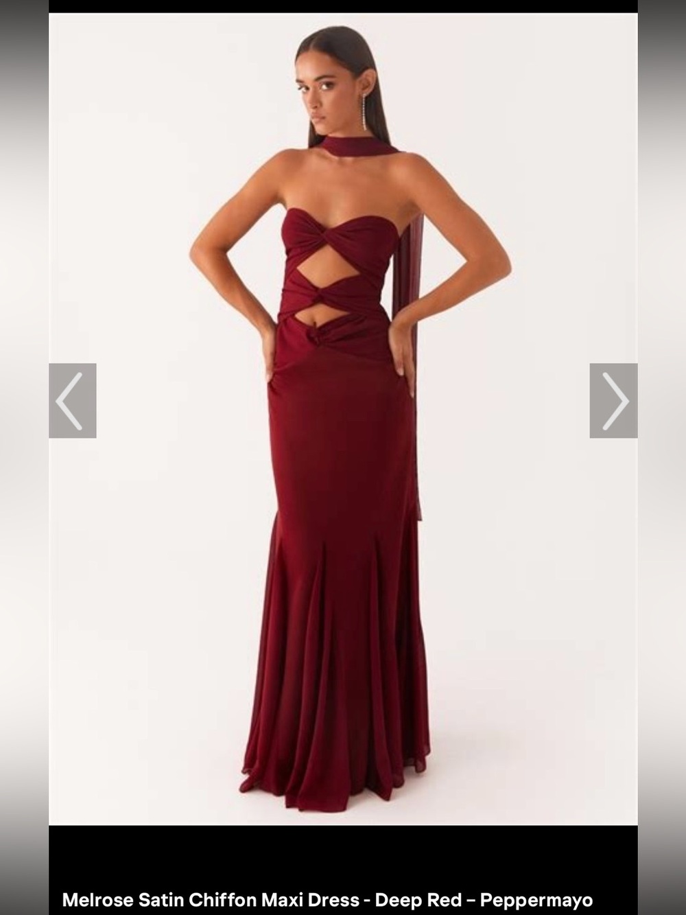 Peppermayo Melrose Satin Chiffon Maxi Dress with Cutouts